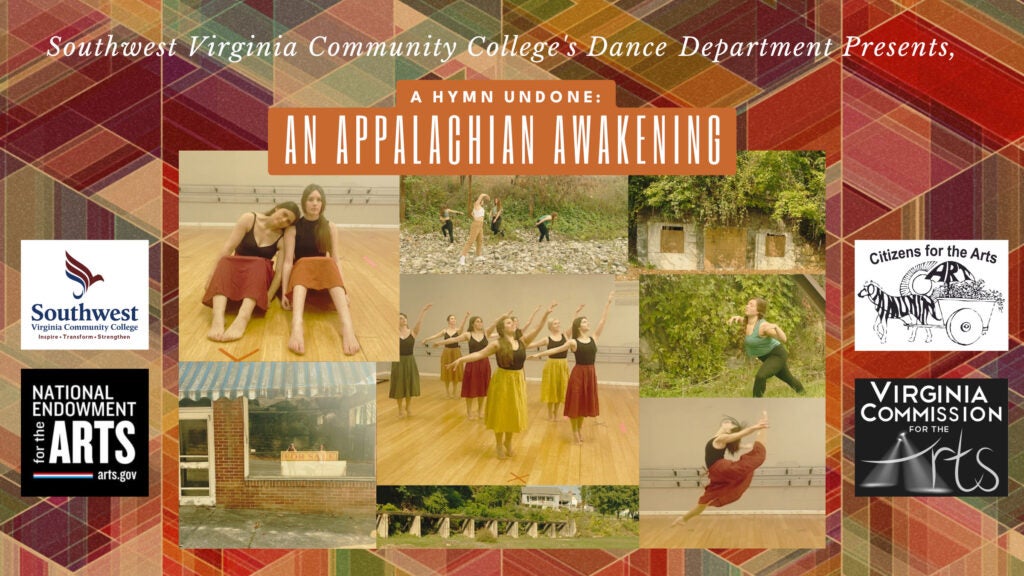 A Hymn Undone: An Appalachian Awakening Promo image featuring photos from Appalachia and local dancers.