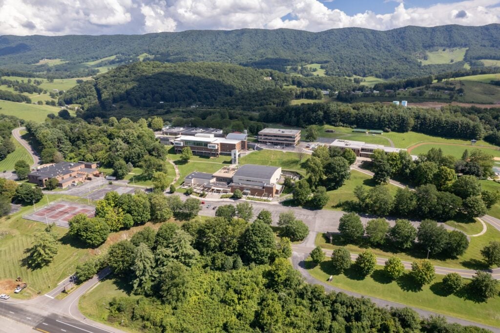 Aerial view of the campus and it's buildings