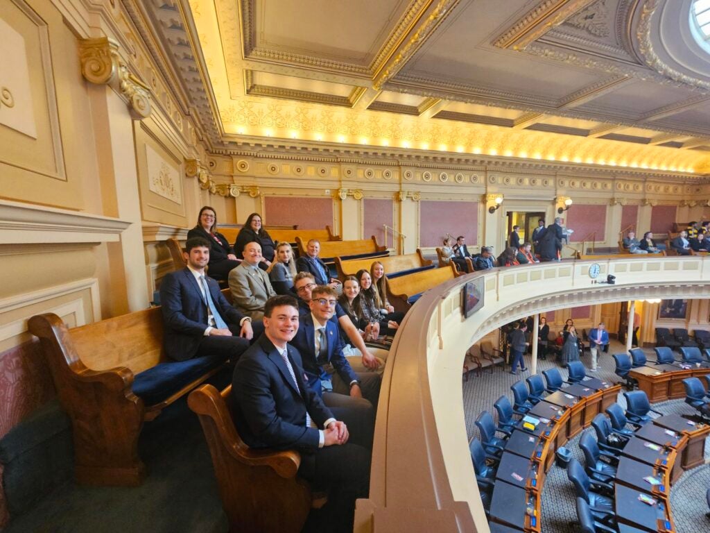 Students in the galley area at the House of Delegates in Richmond.