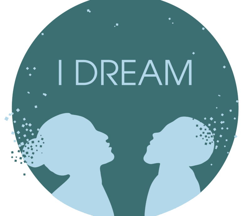 I dream logo. circle with two kids looking up at the words I dream.
