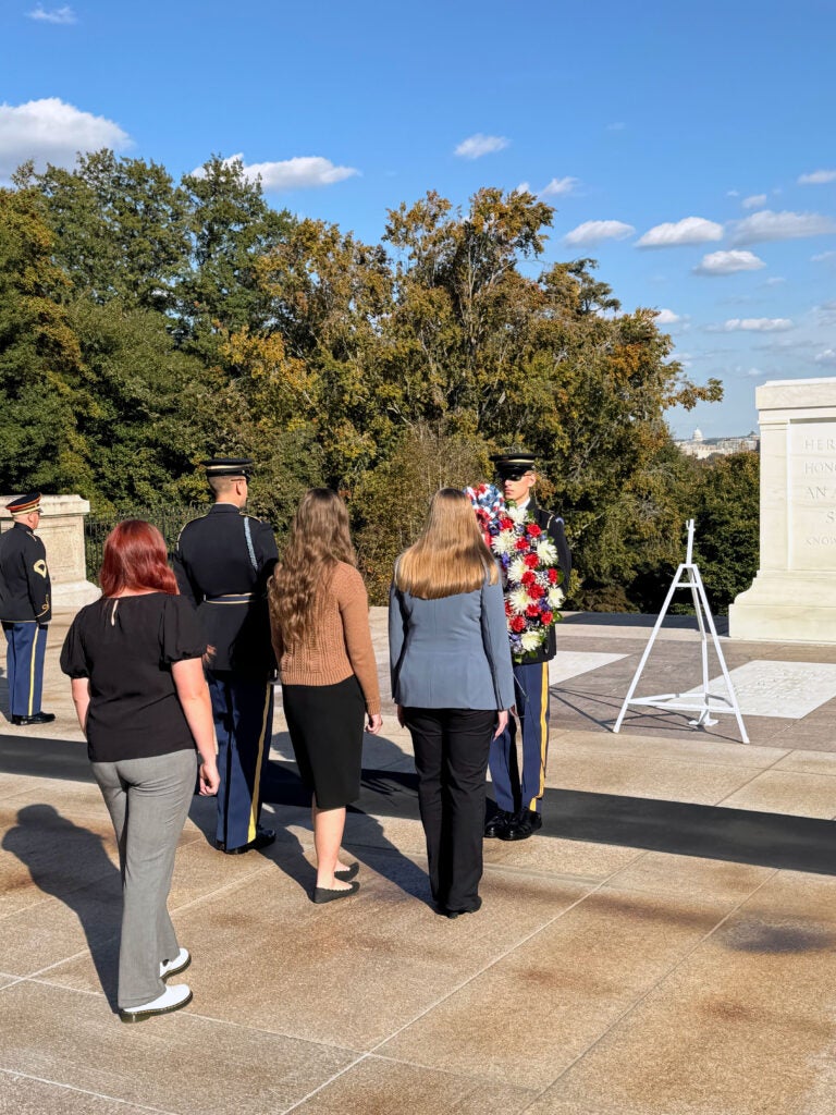 2 Southwest Students engaging in the Wreath Laying Ceremony