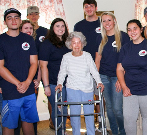 Beautiful Centenarian surrounded by SWCC caring Science Pre-Med Students