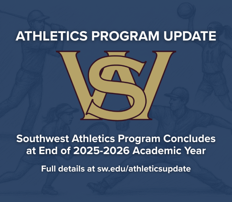 The SWCC Athletics logo along with the text: Athletics Program Update, Southwest Athletics Program Concludes at End of 2025-2026 Academic Year. Full details at sw.edu/athleticupdate